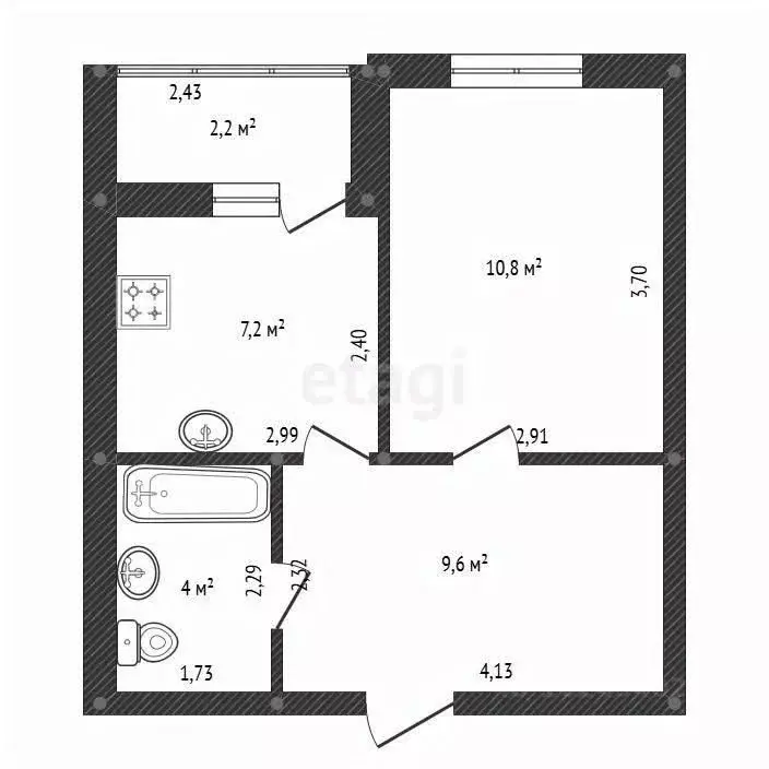 1-к кв. Башкортостан, Уфа ул. Гази Загитова, 11/1 (31.6 м) - Фото 2