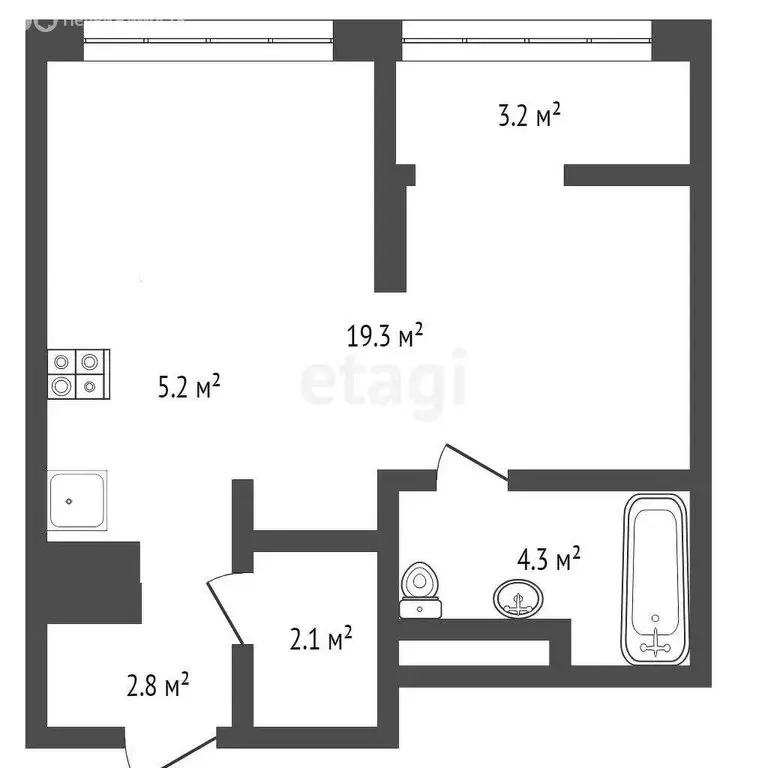 1-комнатная квартира: Тюмень, улица 50 лет Октября, 57Бк2 (34.5 м) - Фото 0