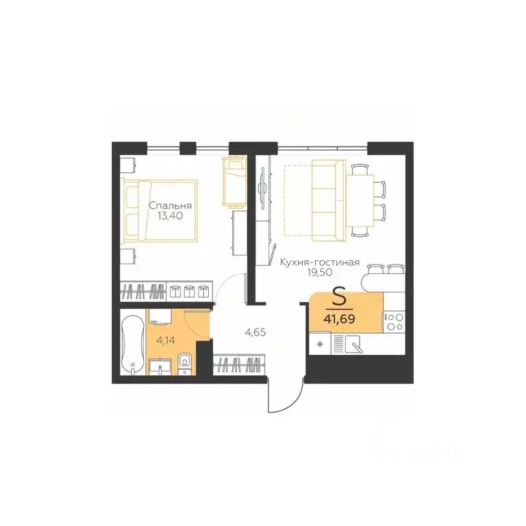 1-к кв. Тульская область, Тула городской округ, пос. Молодежный 10А ... - Фото 1