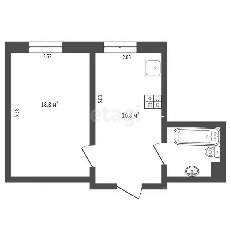 1-к кв. московская область, балашиха ул. демин луг, 4 (42.0 м) - Фото 1