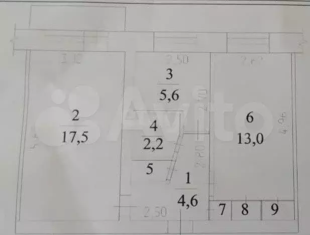 2-к. квартира, 45,2 м, 2/5 эт. - Фото 0