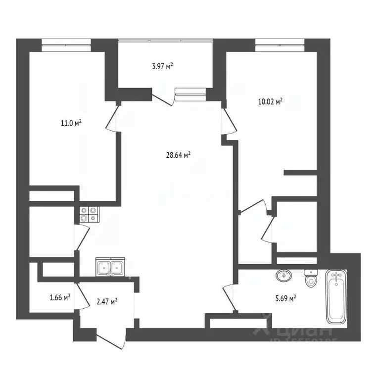 2-к кв. Самарская область, Самара Арцыбушевская ул., 204 (70.0 м) - Фото 1