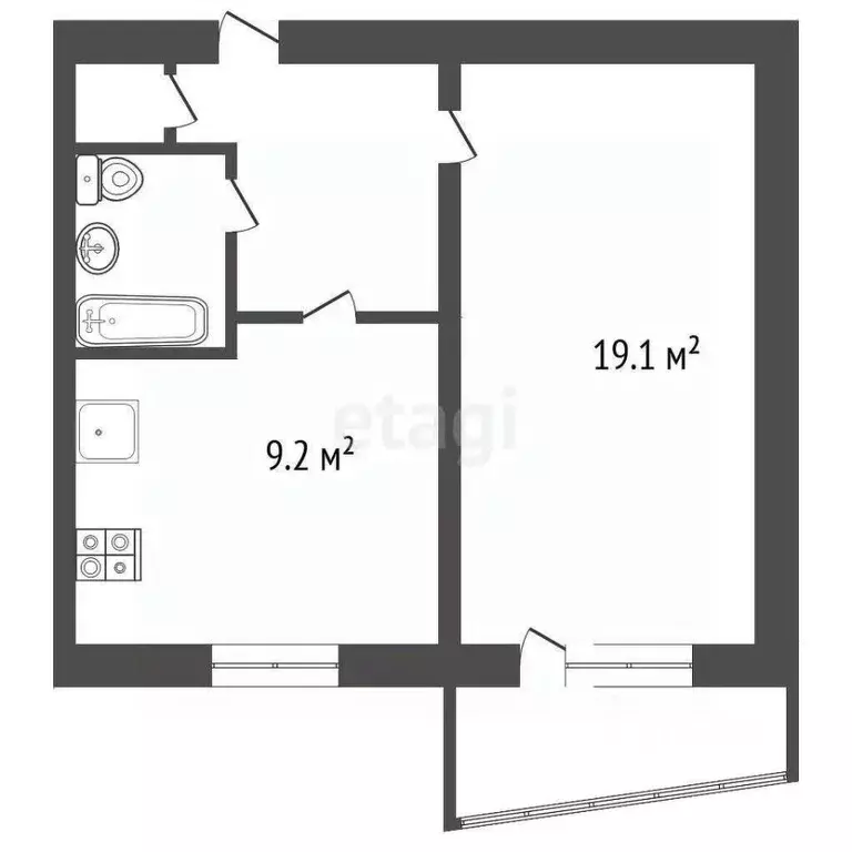 1-к кв. Владимирская область, Ковров ул. Строителей, 22 (37.7 м) - Фото 2