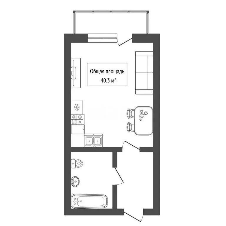 Квартира-студия: Новосибирск, Вилюйская улица, 15 (40.3 м) - Фото 1