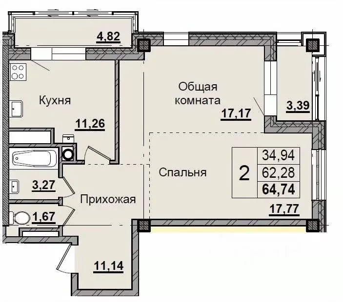 2-к кв. Саха (Якутия), Якутск просп. Михаила Николаева, 31/5 (64.73 м) - Фото 0