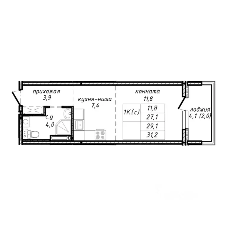 1-к кв. Новосибирская область, Новосибирск ул. Связистов, 162/1 (29.1 ... - Фото 0