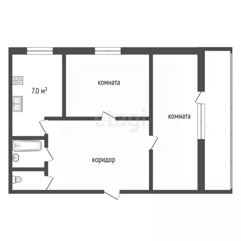 2-к кв. Владимирская область, Муром Пролетарская ул., 50 (50.0 м) - Фото 2