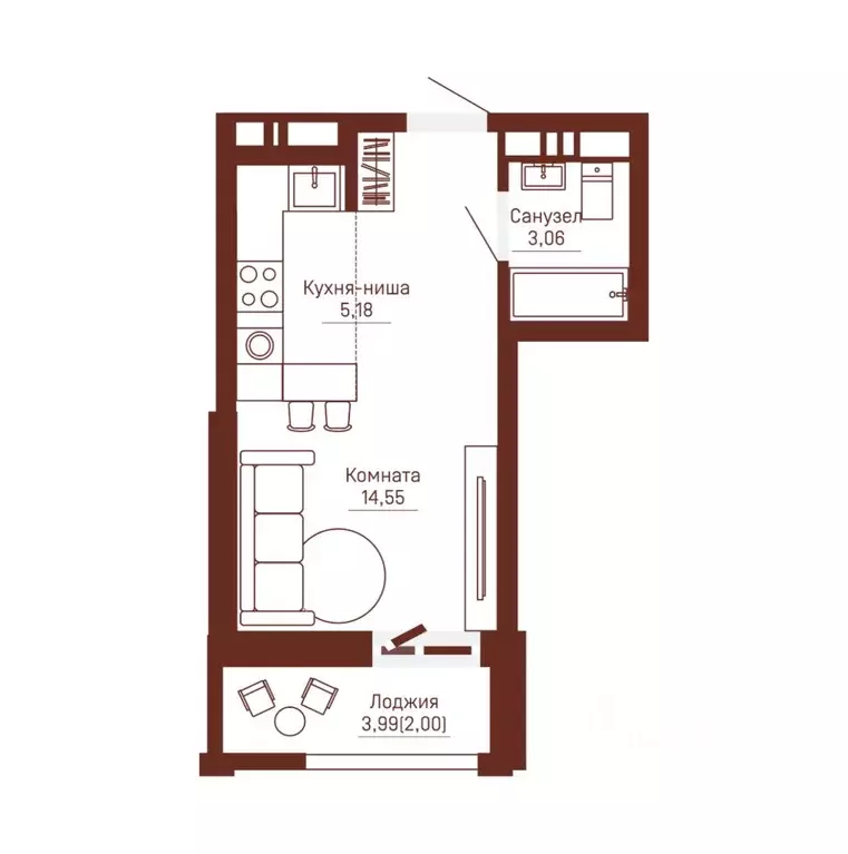 Студия Пермский край, Пермь Данилиха мкр, Три Девятых жилой комплекс ... - Фото 1