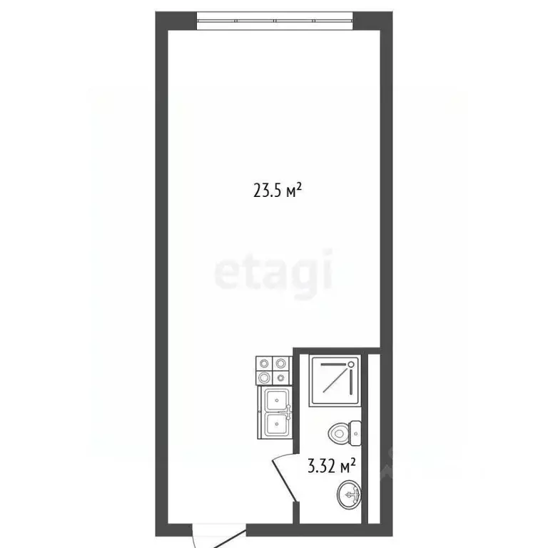 Студия Санкт-Петербург ул. Салова, 61 (26.3 м) - Фото 2