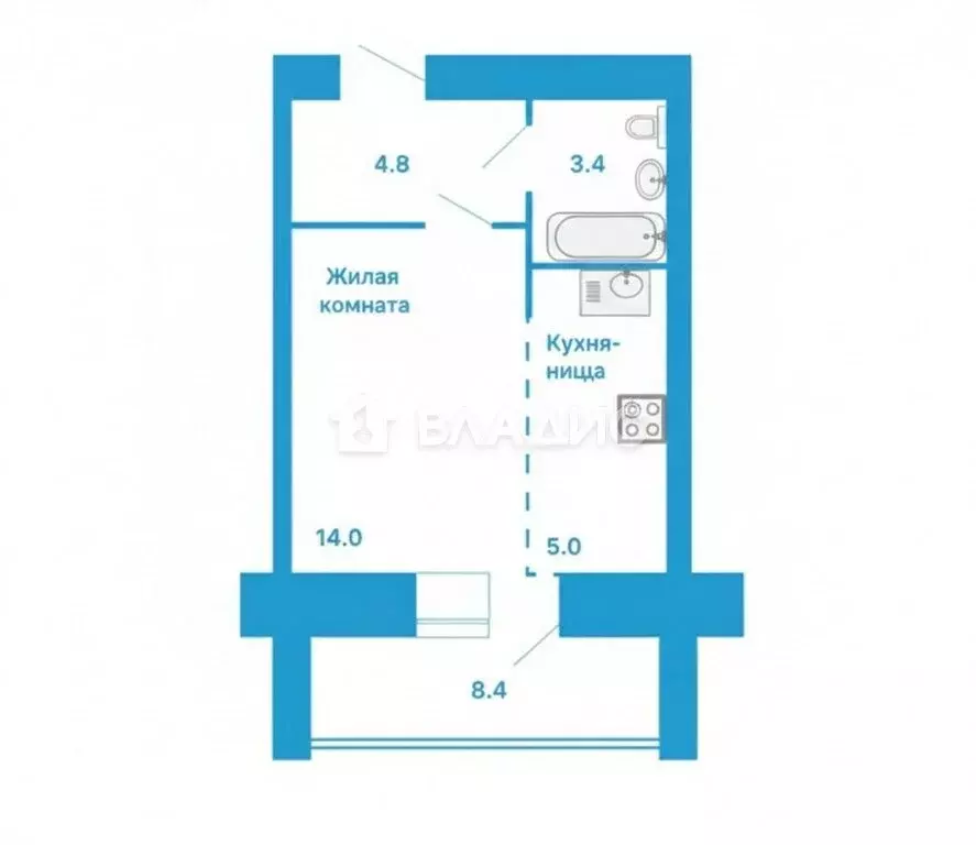 Квартира-студия: село Чигири, улица Василенко, 7/2 (30.4 м) - Фото 1