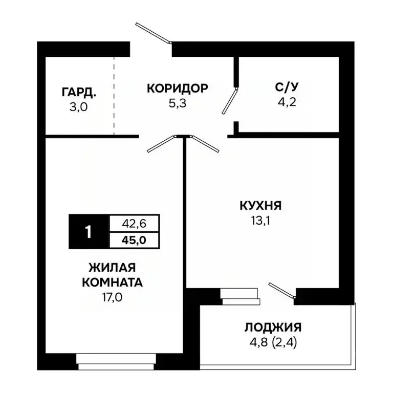1-к кв. Новосибирская область, Кольцово рп, 5-й мкр  (45.0 м) - Фото 1