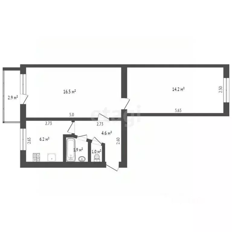 2-к кв. Самарская область, Самара ул. Промышленности, 293 (45.9 м) - Фото 1