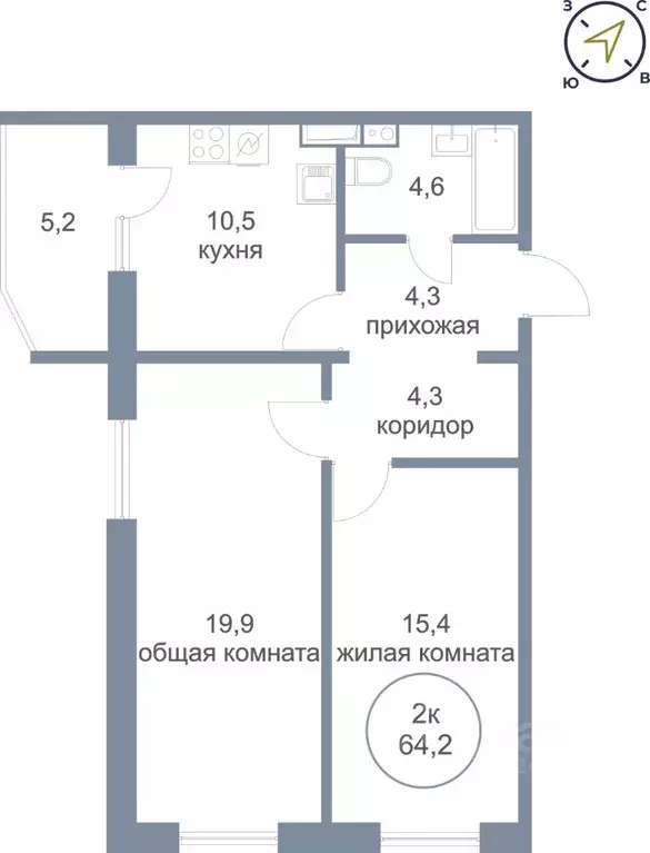 2-к кв. Ханты-Мансийский АО, Нефтеюганск 17-й мкр, 7/2 (64.2 м) - Фото 0