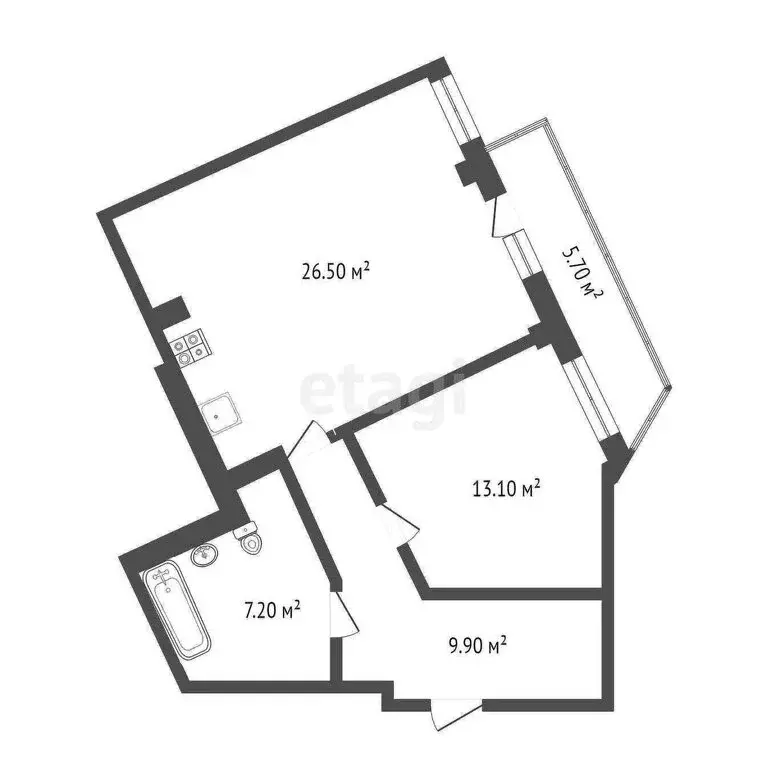 1-комнатная квартира: Тюмень, улица Николая Никитина, 10 (56.2 м) - Фото 0