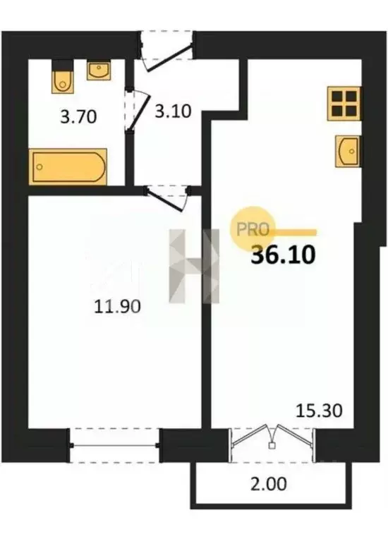 1-к кв. Калининградская область, Калининград ул. Сержанта Мишина, 83к2 ... - Фото 2