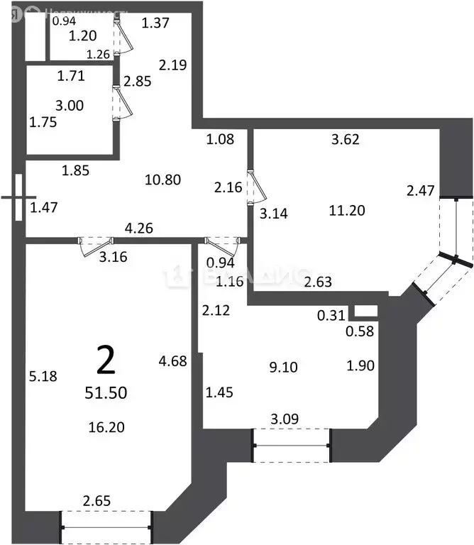 2-комнатная квартира: Троицк, улица Текстильщиков, 3к2 (51.5 м) - Фото 1