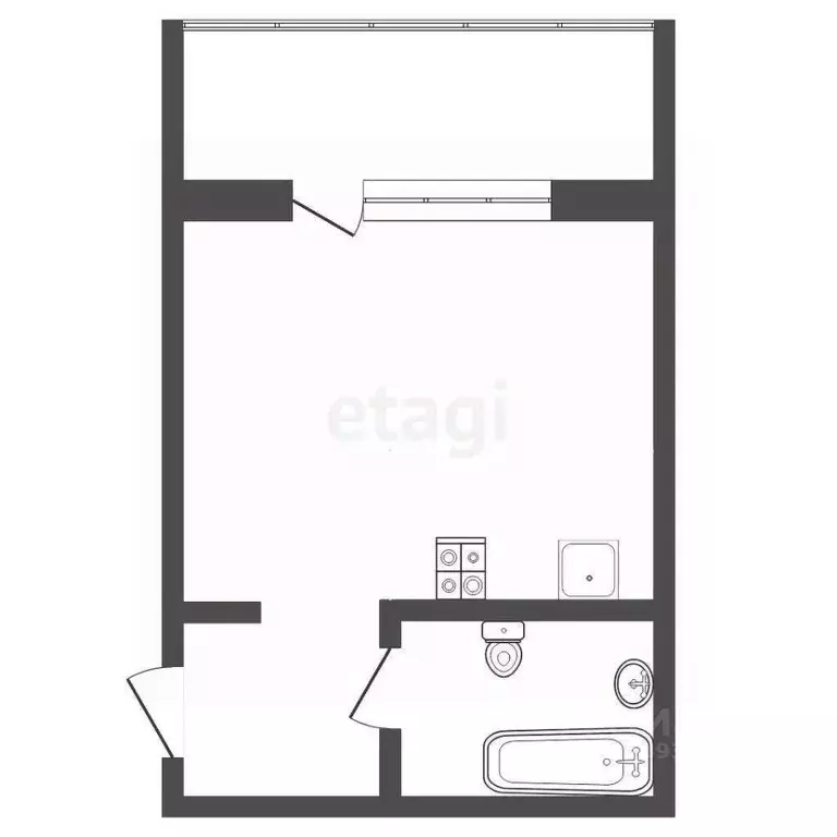 Студия Тюменская область, Тюмень Комбинатская ул., 54к2 (30.4 м) - Фото 2