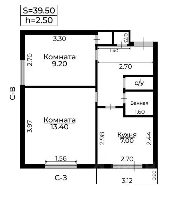2-к кв. Москва Симферопольский бул., 16К2 (40.0 м) - Фото 2