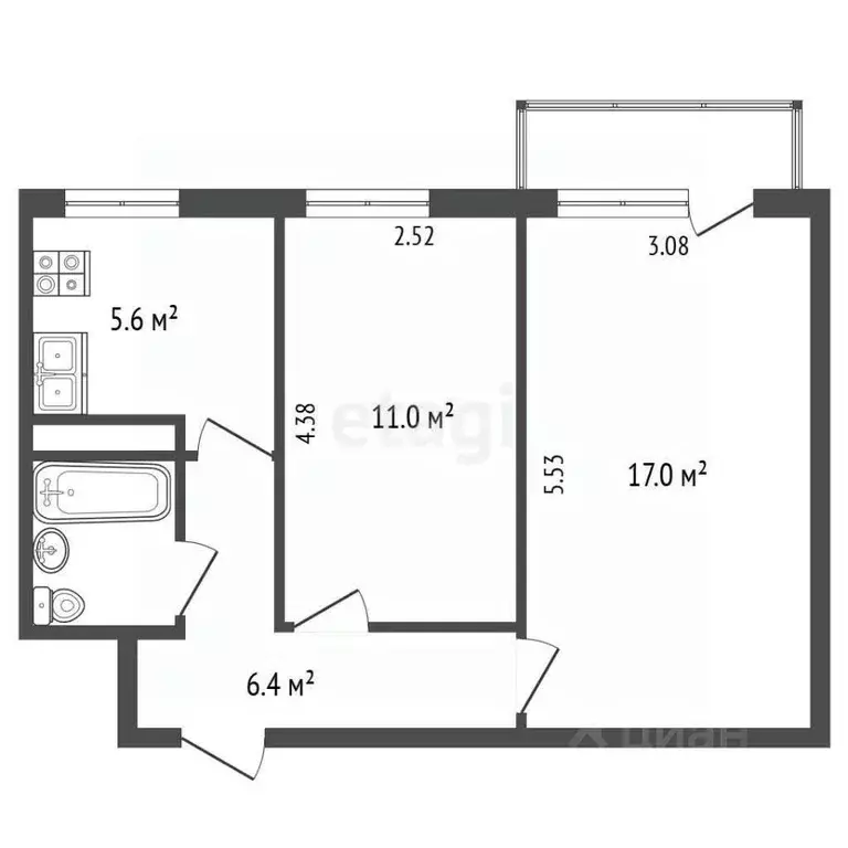 2-к кв. Ярославская область, Ярославль ул. Панина, 23 (45.0 м) - Фото 2
