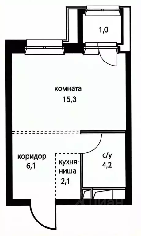 Студия Москва ул. Василия Ланового, 1к1 (29.0 м) - Фото 2
