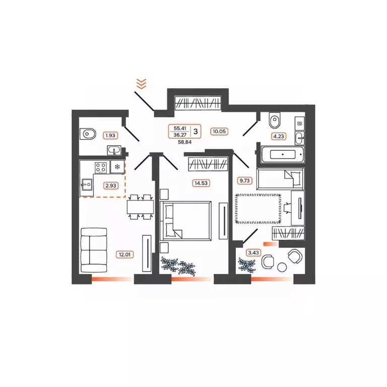 3-к кв. Ростовская область, Батайск ул. Дружная, 10 (58.84 м) - Фото 1