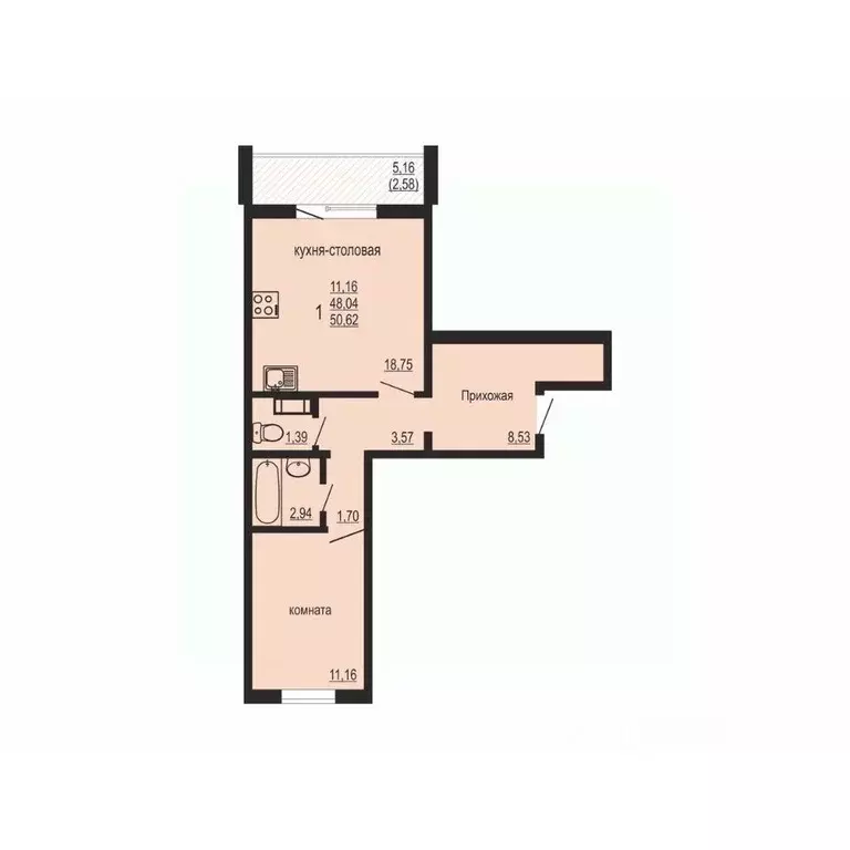 1-к кв. Челябинская область, Челябинский городской округ, пос. ... - Фото 1