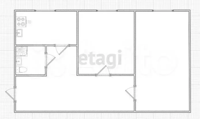 2-к. квартира, 49 м, 1/5 эт. - Фото 0