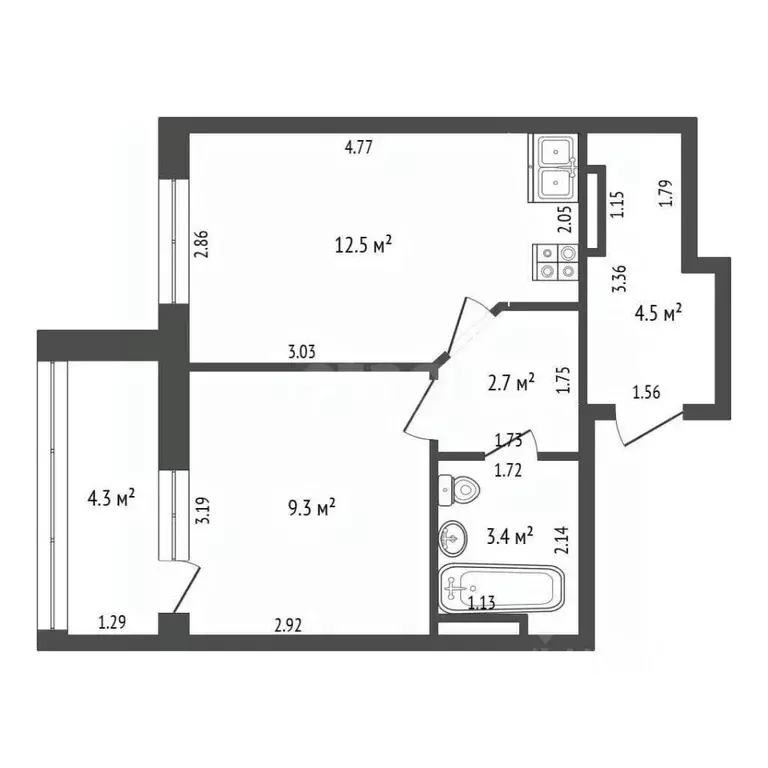 1-к кв. Тюменская область, Тюменский муниципальный округ, д. Патрушева ... - Фото 1