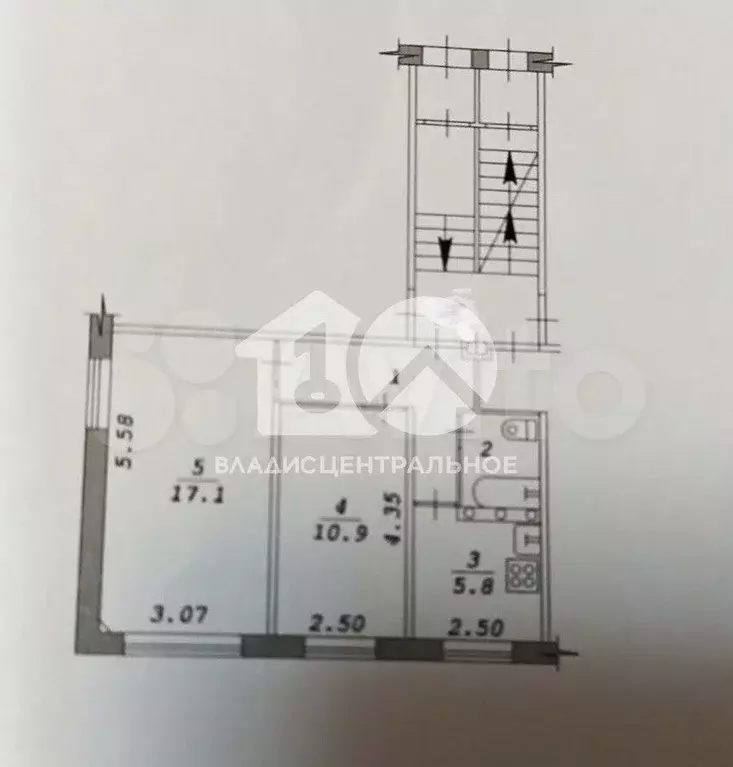 2-к. квартира, 42,8 м, 1/5 эт. - Фото 0