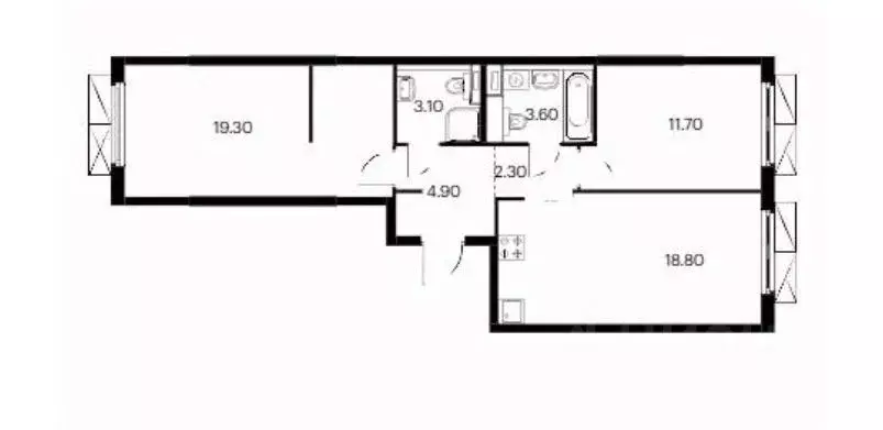 2-к кв. Татарстан, Казань ул. Халитова, 1 (63.7 м) - Фото 1