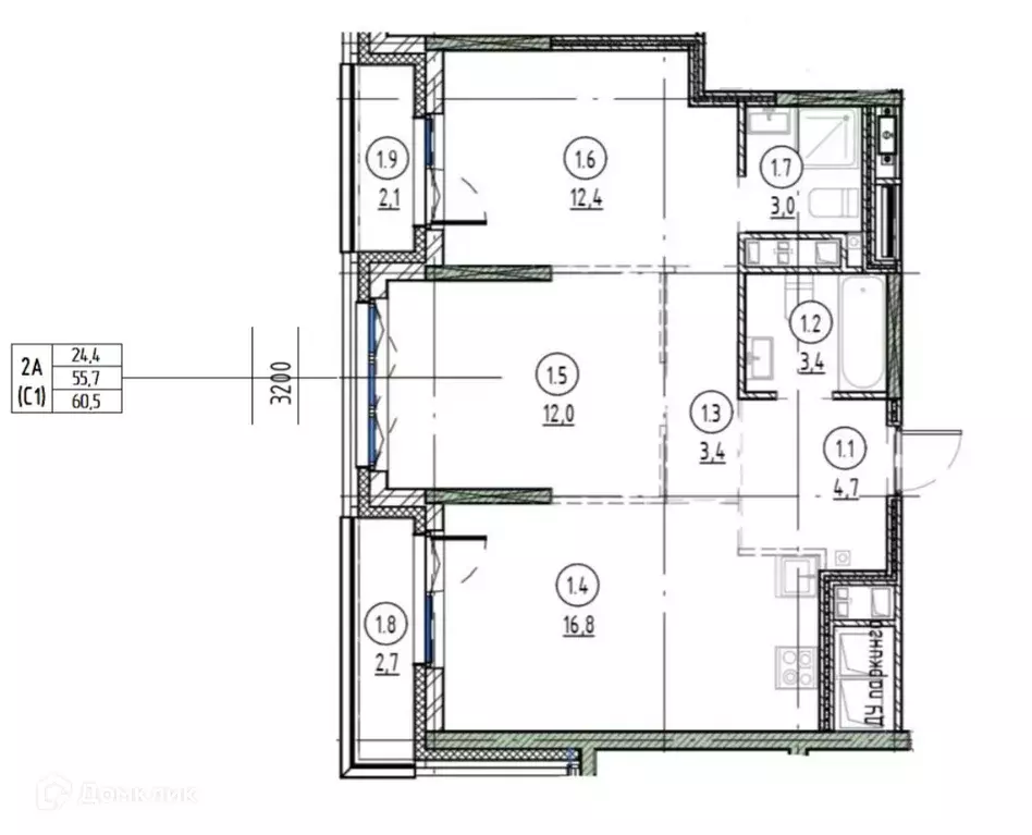 Продаётся 2-к квартира, 60.5 м - Фото 0