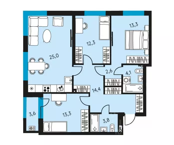 4-к кв. Пермский край, Пермь ул. Пушкина, 91 (90.6 м) - Фото 1