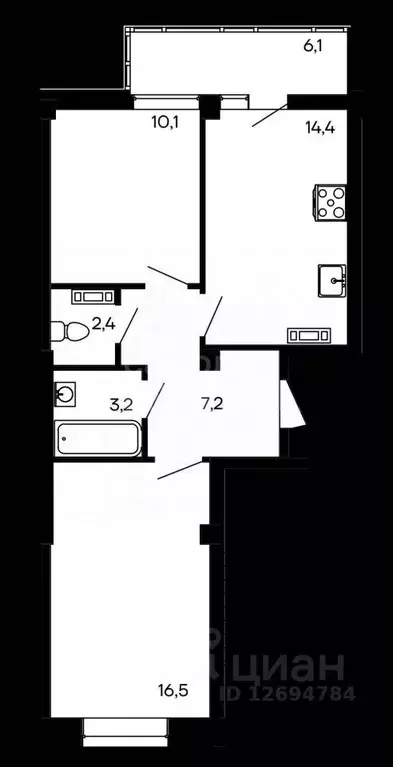 1-к кв. Севастополь ул. Токарева, 8 (59.9 м) - Фото 2