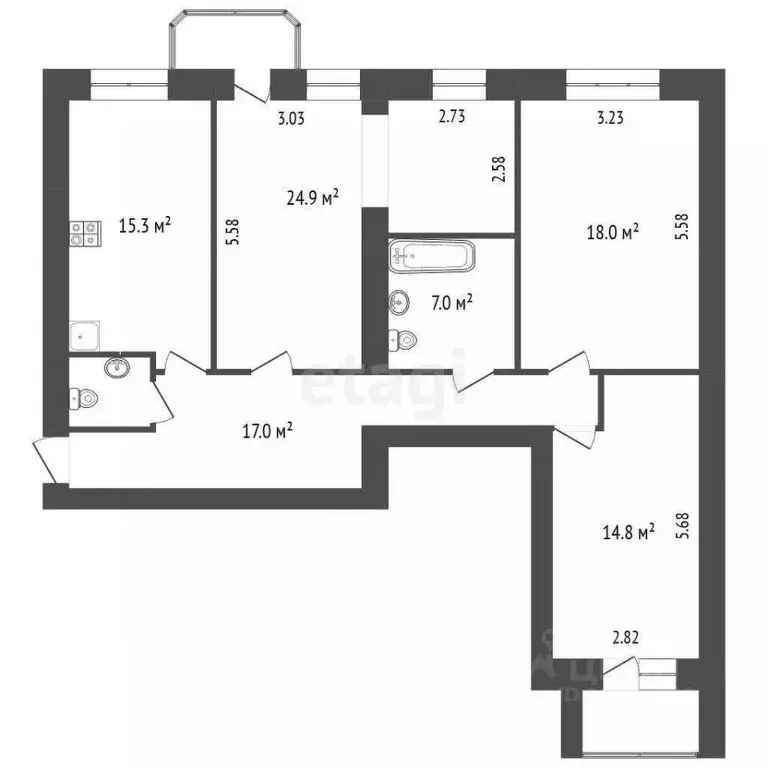 3-к кв. Ярославская область, Ярославль просп. Ленина, 16к2 (99.0 м) - Фото 2