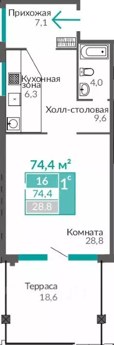 1-к кв. Крым, Евпатория ул. Симферопольская, 2Х (74.4 м) - Фото 0