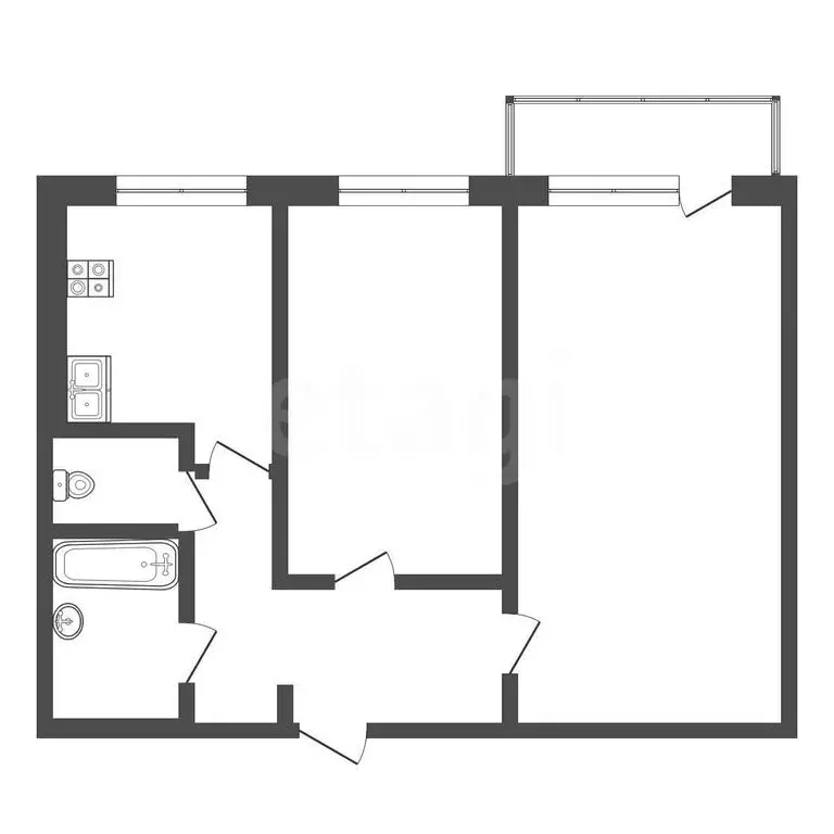 2-комнатная квартира: Новокузнецк, микрорайон Байдаевский, улица ... - Фото 1