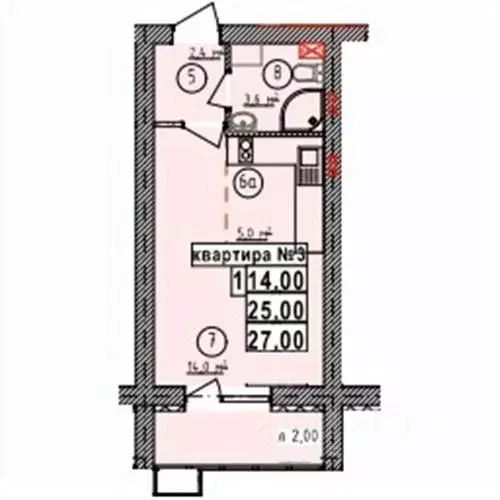Студия Липецкая область, Усмань Северо-Восточный мкр,  (27.0 м) - Фото 1