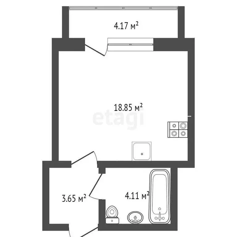 Квартира-студия: Тюмень, Интернациональная улица, 199к3 (25 м) - Фото 0