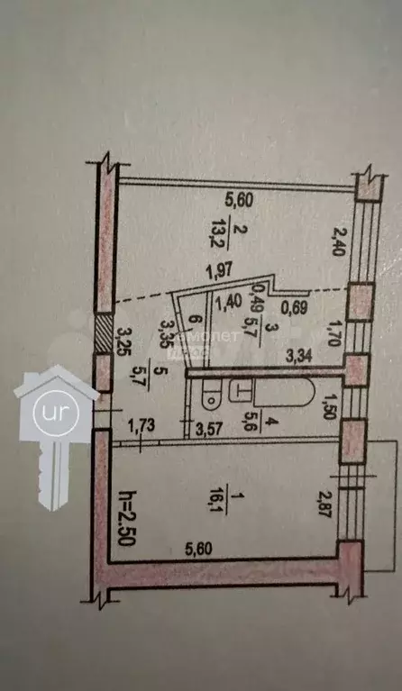 2-к. квартира, 47,1 м, 4/5 эт. - Фото 0