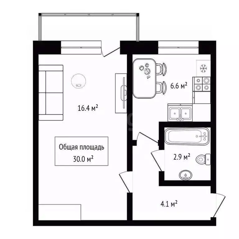 1-к кв. Томская область, Колпашево ул. Тимирязева, 1/4 (30.0 м) - Фото 2