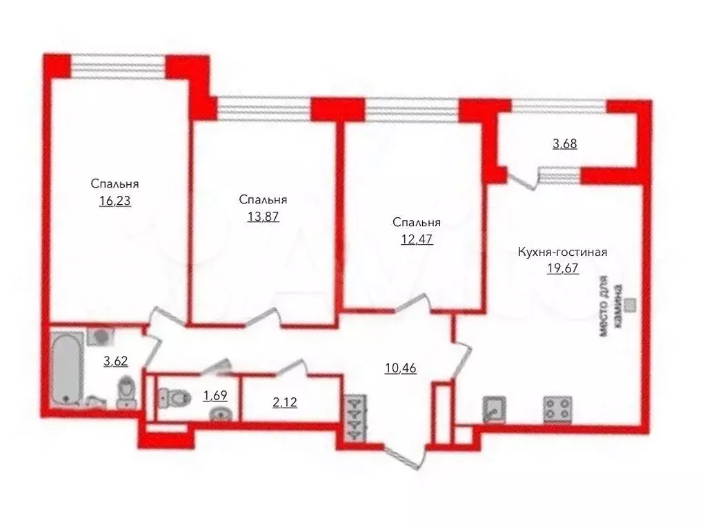 3-к. квартира, 83,8 м, 6/6 эт. - Фото 0