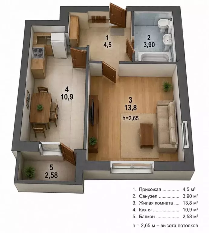 1-к кв. Омская область, Омск пос. Биофабрика, 12 (33.1 м) - Фото 2