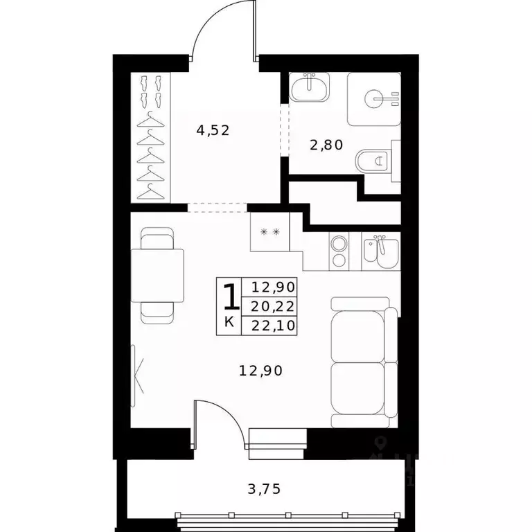 Студия Нижегородская область, Нижний Новгород Ленгородок мкр, Мед ... - Фото 1