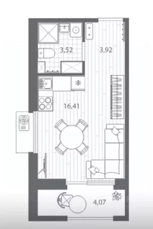 Студия Санкт-Петербург Полюстровский просп., 87к2 (24.2 м) - Фото 2