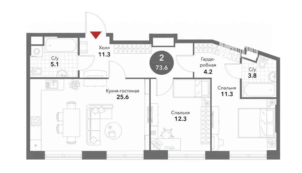 3-комнатная квартира: Москва, Летниковская улица, 6к2 (73.6 м) - Фото 2