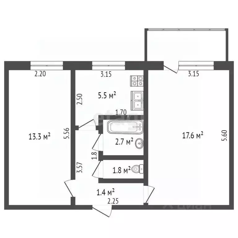 2-к кв. Крым, Феодосия ул. Караимская, 4 (45.2 м) - Фото 2