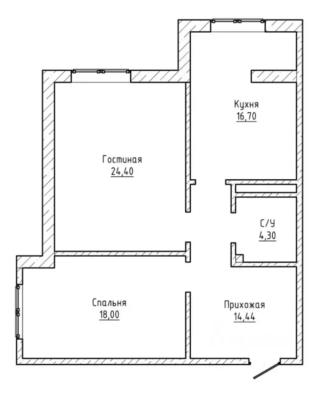 2-к кв. Кабардино-Балкария, Нальчик ул. Тарчокова, 35 (77.3 м) - Фото 2