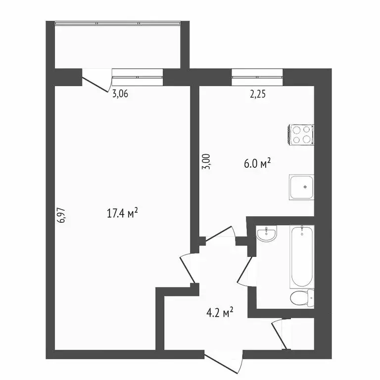 1-комнатная квартира: Новосибирск, улица Державина, 42 (31 м) - Фото 1