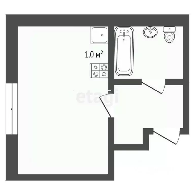 Студия Тюменская область, Тюмень Волгоградская ул., 70 (16.2 м) - Фото 2