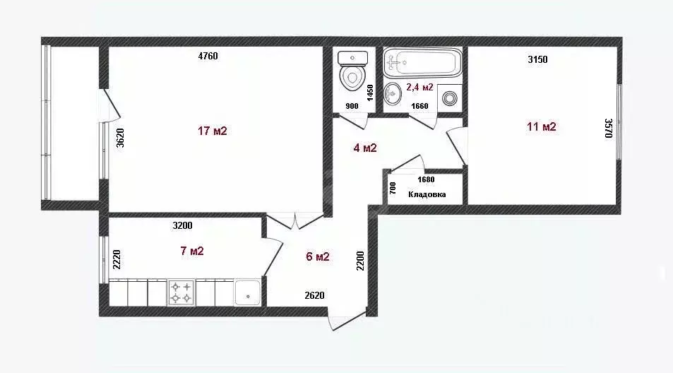 2-к кв. Смоленская область, Смоленск просп. Гагарина, 12Б (51.2 м) - Фото 2